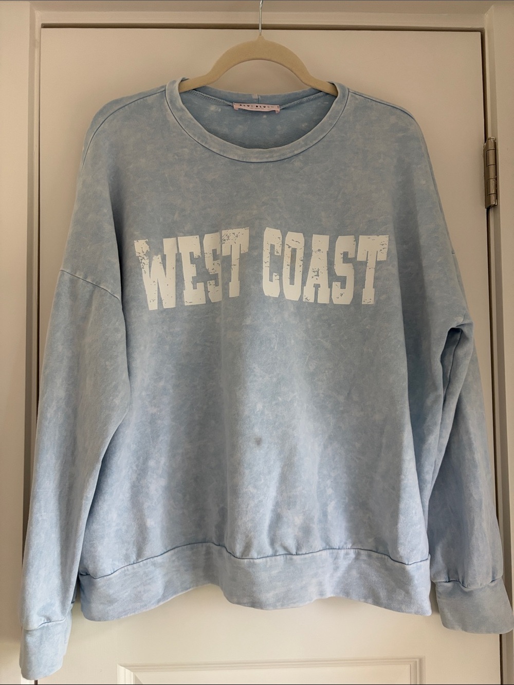 Blue Blush Light Blue 'WEST COAST' Crewneck Sweatshirt